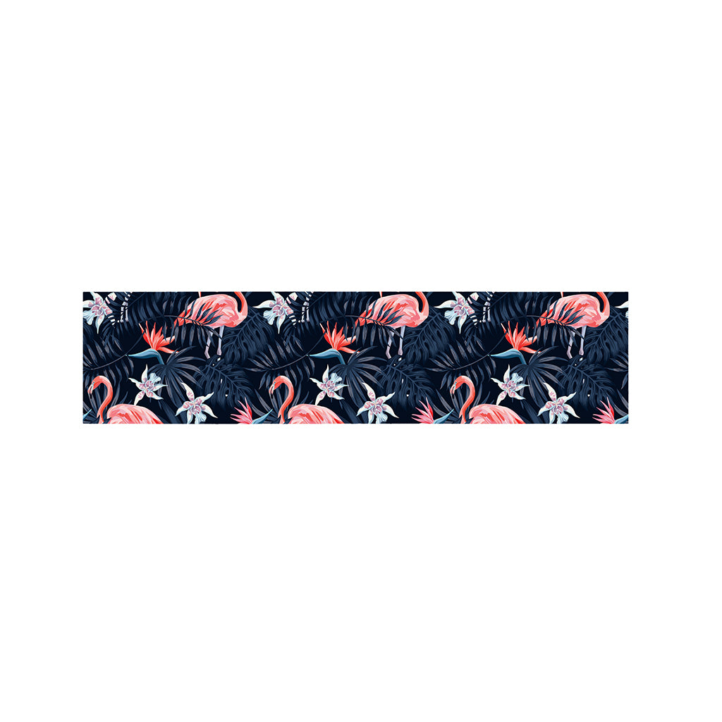 Dark Tropical Flamingo Pattern Print Bed Runner