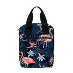 Dark Tropical Flamingo Pattern Print Bible Tote Bag