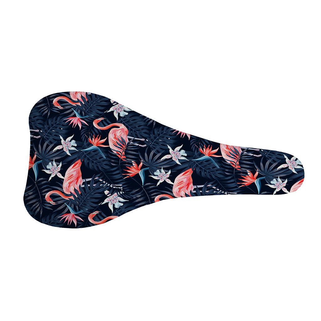 Dark Tropical Flamingo Pattern Print Bicycle Seat Cover
