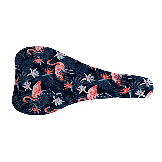 Dark Tropical Flamingo Pattern Print Bicycle Seat Cover