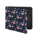 Dark Tropical Flamingo Pattern Print Bifold Wallet