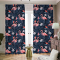 Dark Tropical Flamingo Pattern Print Dimout Pencil Pleat Curtains
