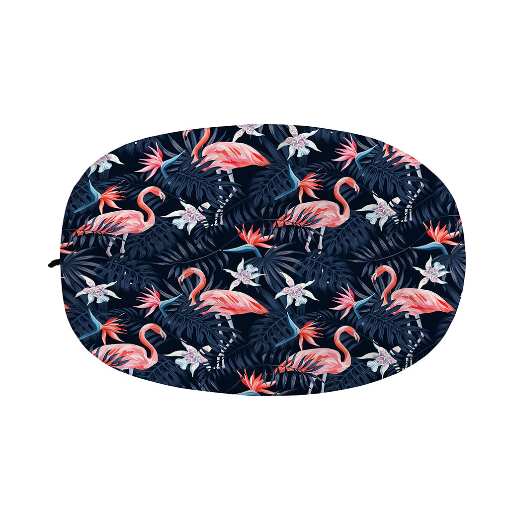 Dark Tropical Flamingo Pattern Print Car Side Mirror Covers