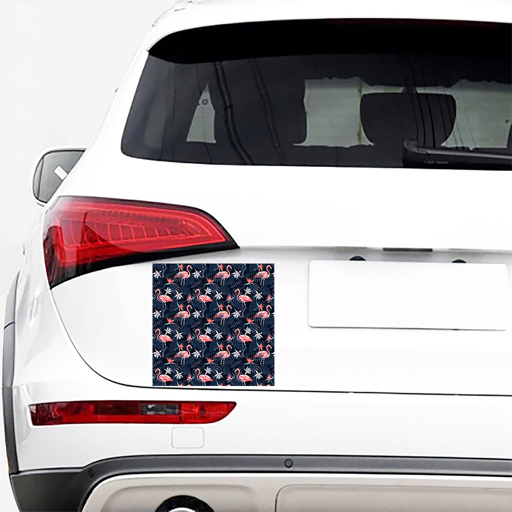 Dark Tropical Flamingo Pattern Print Car Sticker