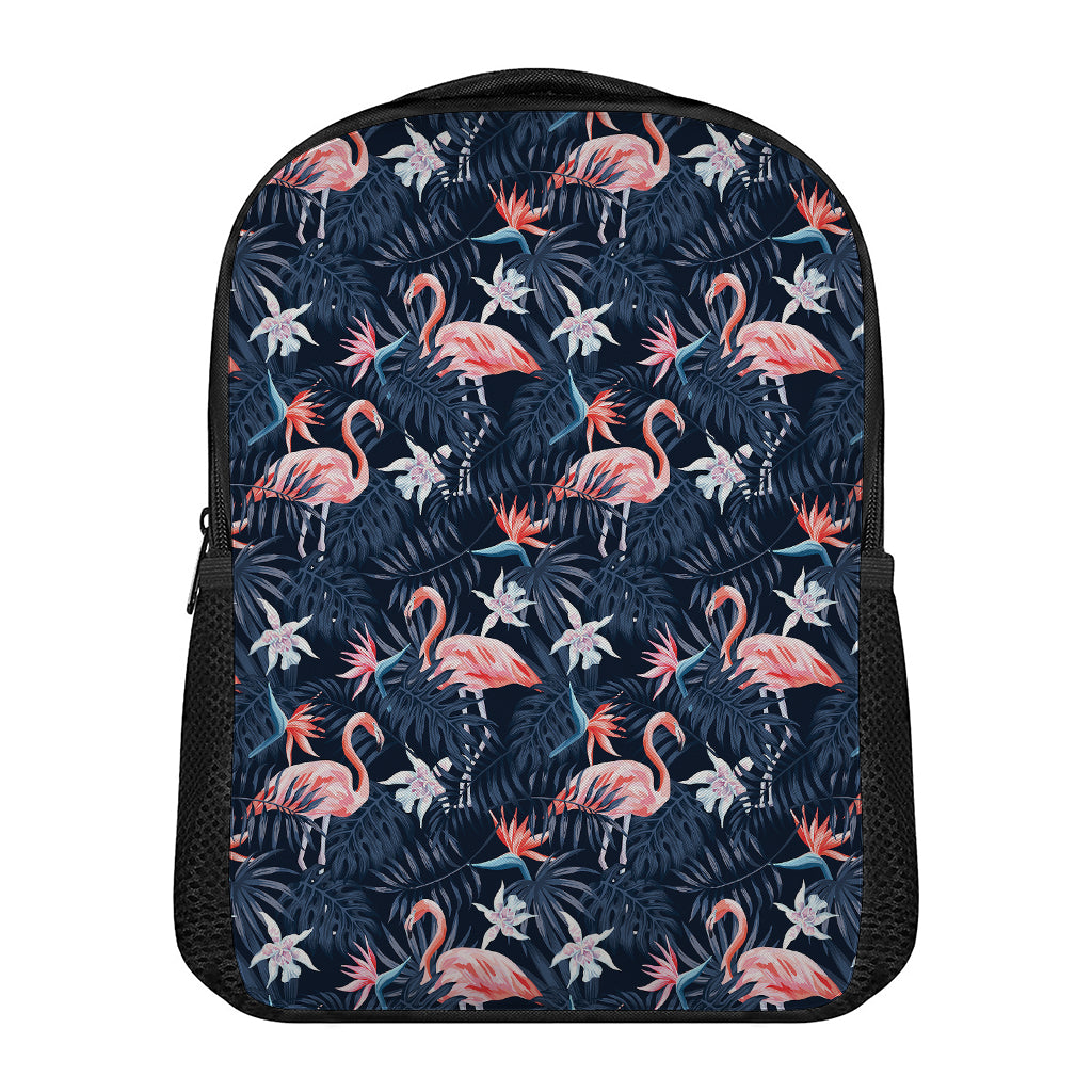 Dark Tropical Flamingo Pattern Print Casual Backpack