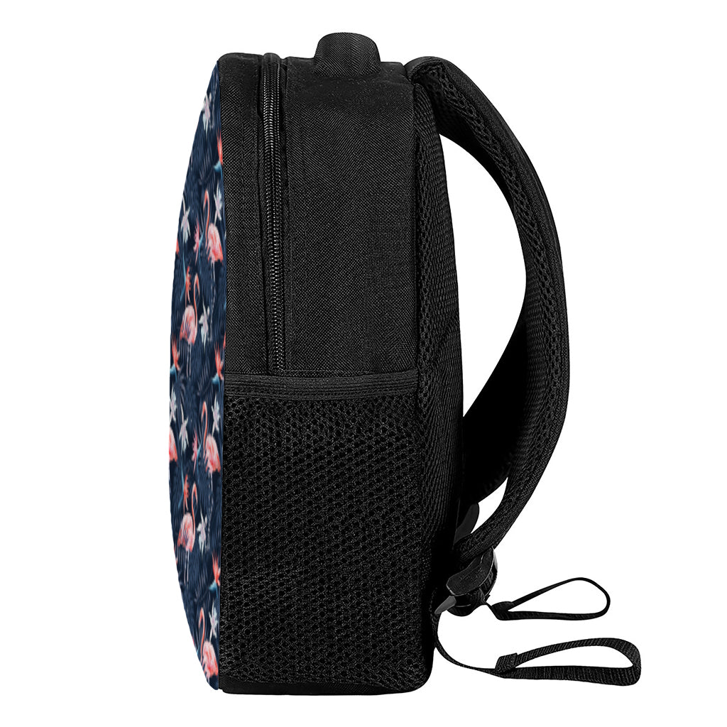 Dark Tropical Flamingo Pattern Print Casual Backpack