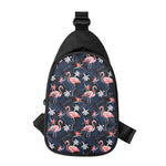 Dark Tropical Flamingo Pattern Print Chest Bag