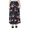 Dark Tropical Flamingo Pattern Print Chiffon Maxi Skirt