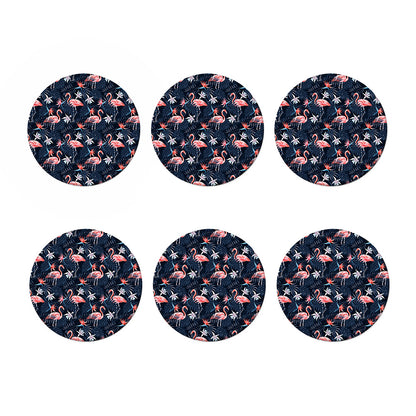 Dark Tropical Flamingo Pattern Print Coaster Set
