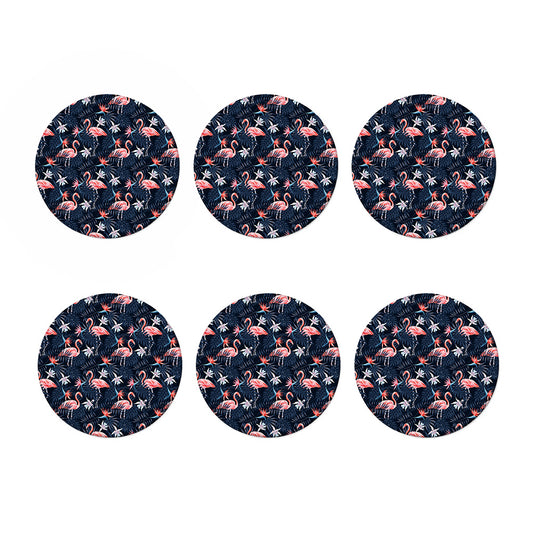 Dark Tropical Flamingo Pattern Print Coaster Set