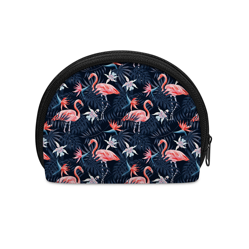 Dark Tropical Flamingo Pattern Print Coin Purse