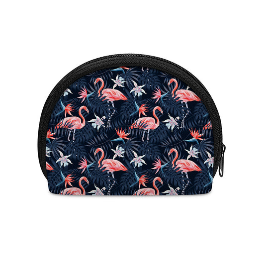 Dark Tropical Flamingo Pattern Print Coin Purse