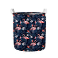 Dark Tropical Flamingo Pattern Print Collapsible Laundry Basket