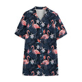 Dark Tropical Flamingo Pattern Print Cotton Hawaiian Shirt