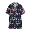 Dark Tropical Flamingo Pattern Print Cotton Hawaiian Shirt