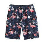 Dark Tropical Flamingo Pattern Print Cotton Shorts