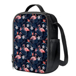 Dark Tropical Flamingo Pattern Print Crossbody Lunch Bag