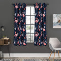 Dark Tropical Flamingo Pattern Print Grommet Curtain Panels