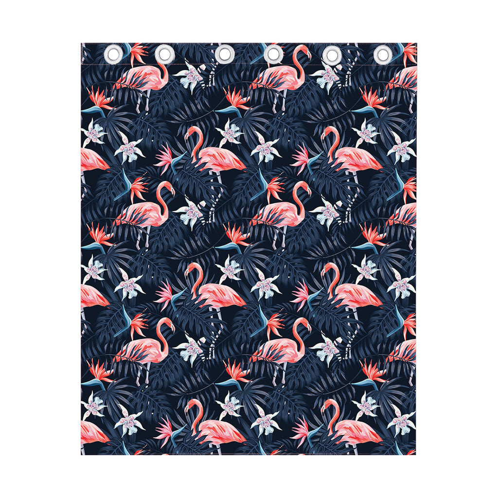 Dark Tropical Flamingo Pattern Print Curtain