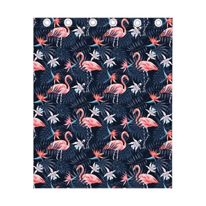 Dark Tropical Flamingo Pattern Print Curtain