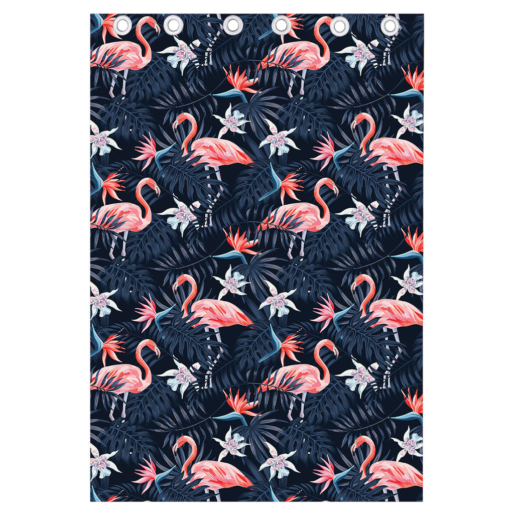 Dark Tropical Flamingo Pattern Print Curtain