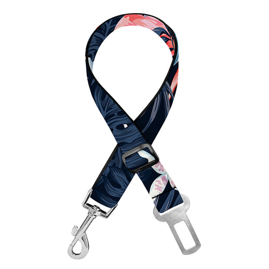Dark Tropical Flamingo Pattern Print Dog Seat Belt