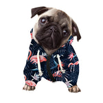 Dark Tropical Flamingo Pattern Print Dog Zip Up Hoodie