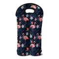 Dark Tropical Flamingo Pattern Print Double Neoprene Wine Tote