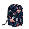 Dark Tropical Flamingo Pattern Print Drawstring Makeup Bag