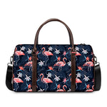 Dark Tropical Flamingo Pattern Print Duffle Bag