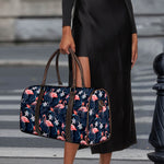 Dark Tropical Flamingo Pattern Print Duffle Bag