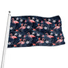 Dark Tropical Flamingo Pattern Print Flag