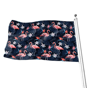 Dark Tropical Flamingo Pattern Print Flag