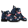 Dark Tropical Flamingo Pattern Print Flat Ankle Boots