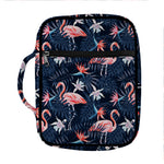 Dark Tropical Flamingo Pattern Print Front Pocket Bible Bag