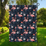Dark Tropical Flamingo Pattern Print Garden Flag