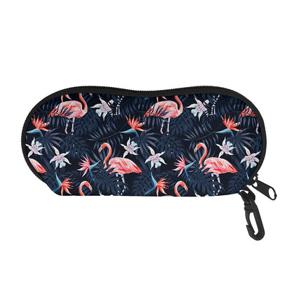 Dark Tropical Flamingo Pattern Print Glasses Case