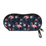 Dark Tropical Flamingo Pattern Print Glasses Case