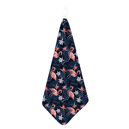 Dark Tropical Flamingo Pattern Print Hand Towel