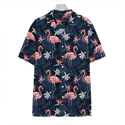 Dark Tropical Flamingo Pattern Print Hawaiian Shirt
