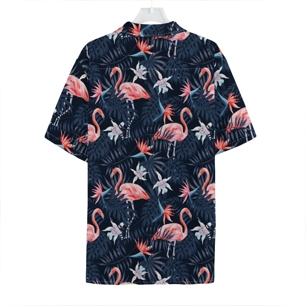 Dark Tropical Flamingo Pattern Print Hawaiian Shirt