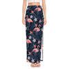 Dark Tropical Flamingo Pattern Print High Slit Maxi Skirt