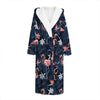 Dark Tropical Flamingo Pattern Print Hooded Bathrobe