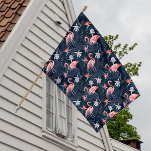 Dark Tropical Flamingo Pattern Print House Flag