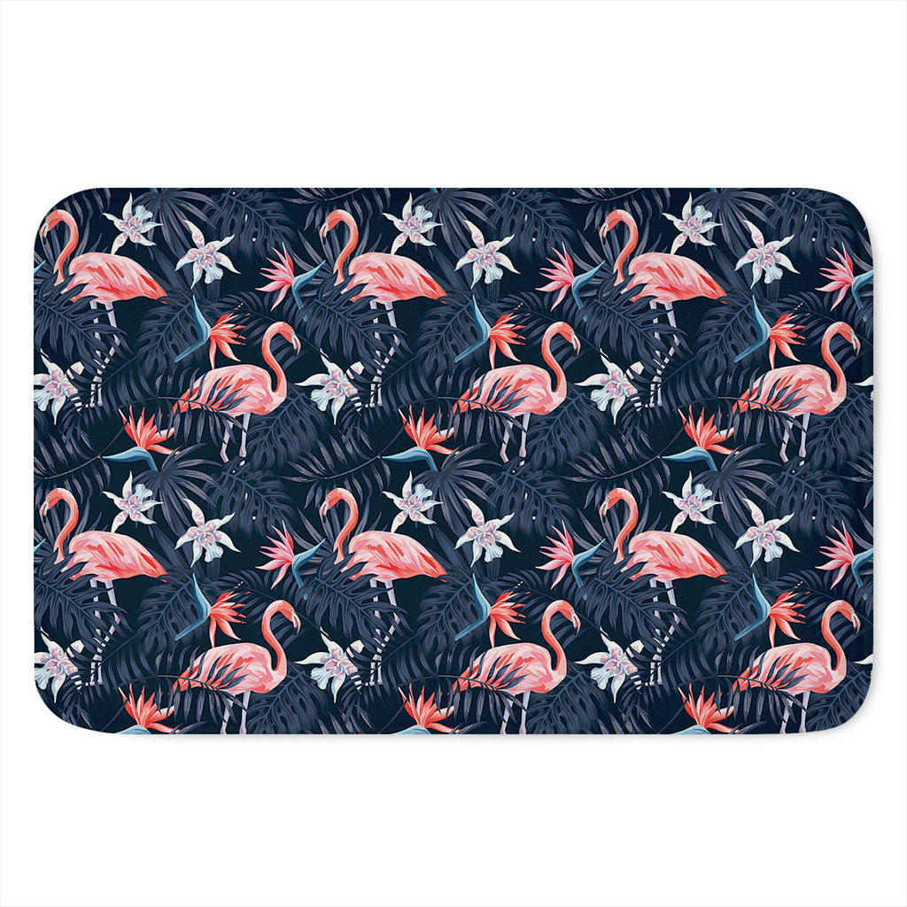 Dark Tropical Flamingo Pattern Print Indoor Door Mat