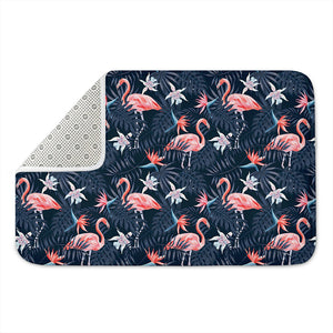 Dark Tropical Flamingo Pattern Print Indoor Door Mat