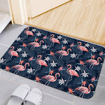 Dark Tropical Flamingo Pattern Print Indoor Door Mat