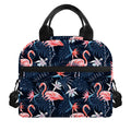 Dark Tropical Flamingo Pattern Print Insulated Lunch Bag