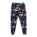 Dark Tropical Flamingo Pattern Print Jogger Pants