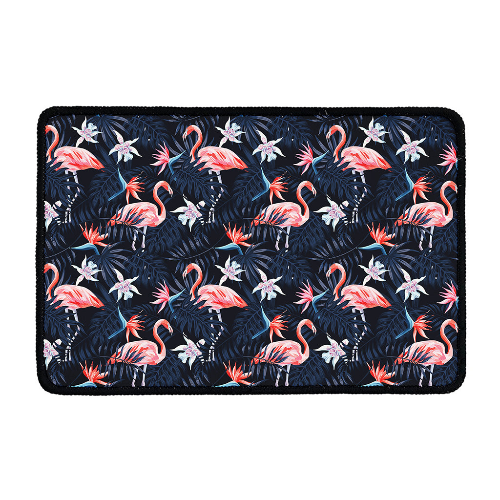 Dark Tropical Flamingo Pattern Print Kitchen Mat